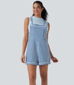 Jumpsuits<HALARA Pockets Stripe Waffle Overalls
