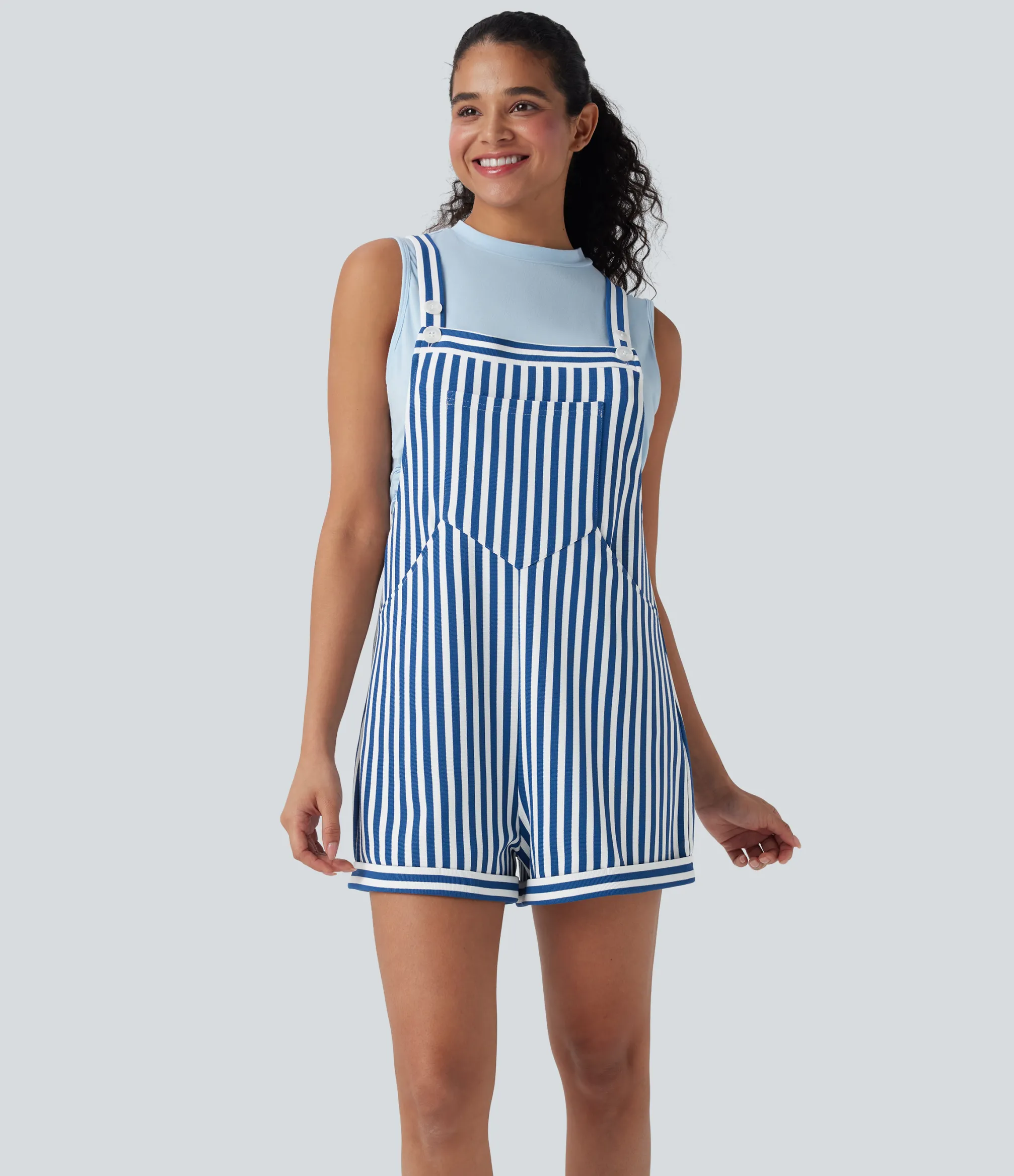 Jumpsuits<HALARA Pockets Stripe Waffle Overalls