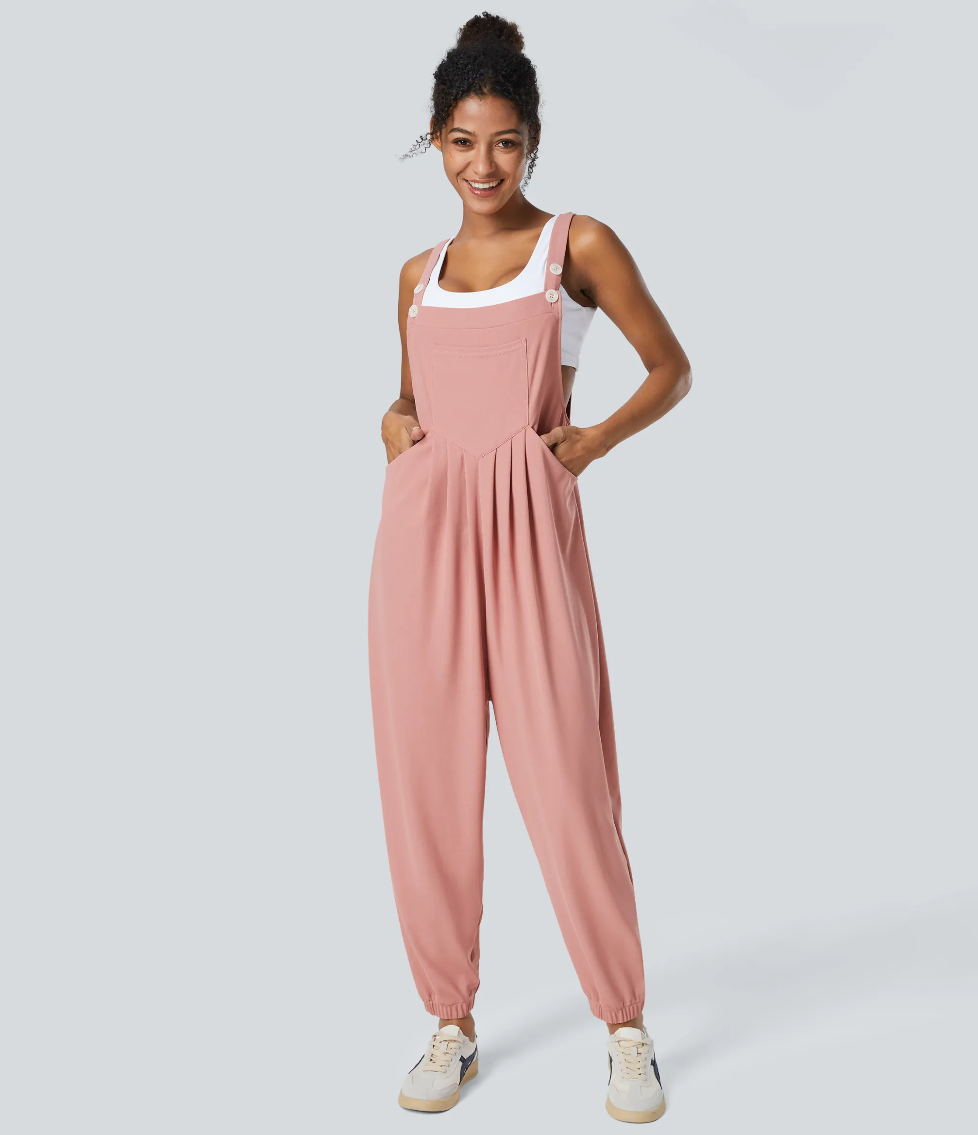 Jumpsuits<HALARA Pockets Waffle Casual Jogger Overalls