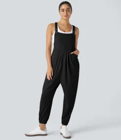 Jumpsuits<HALARA Pockets Waffle Casual Jogger Overalls