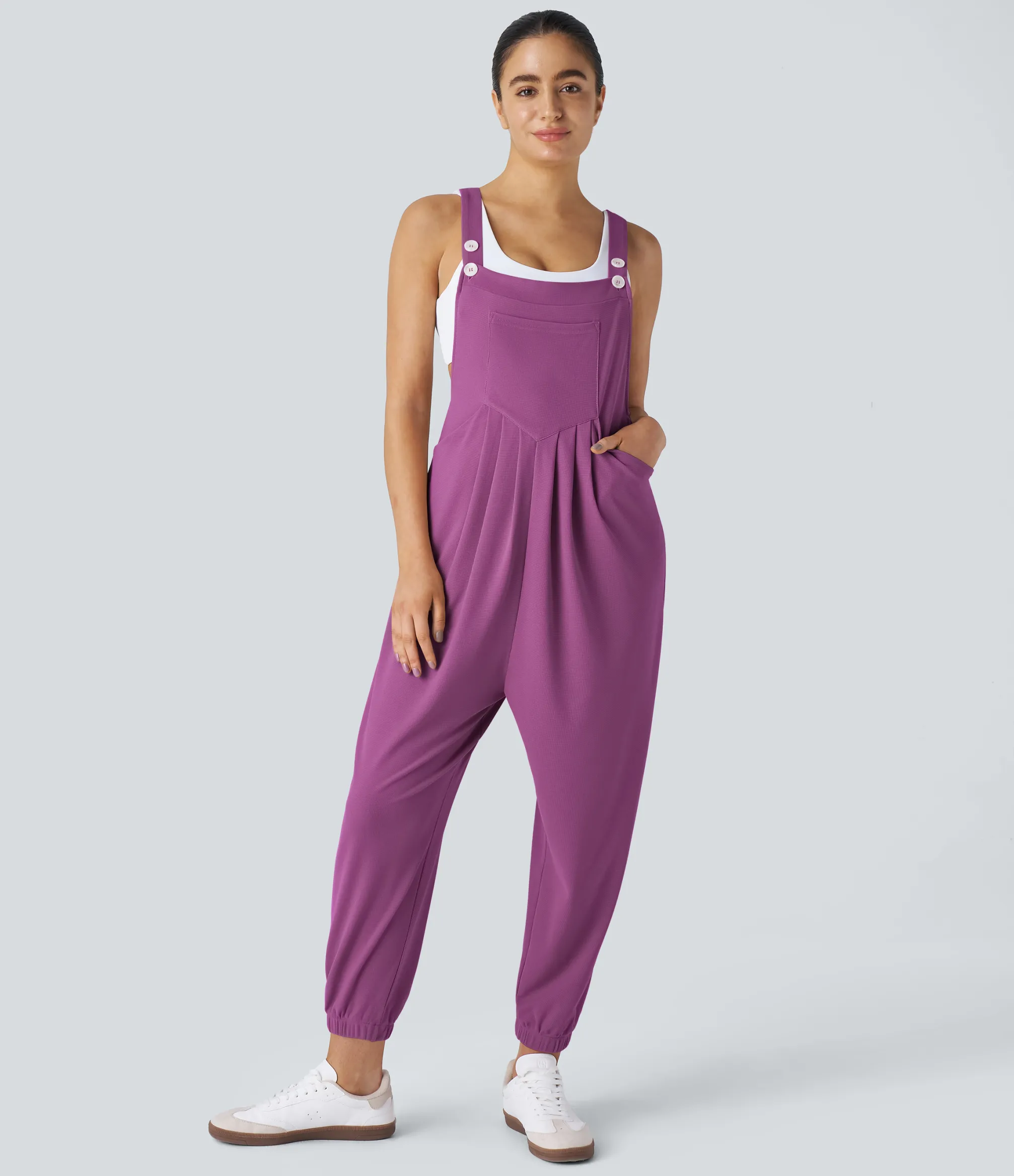 Jumpsuits<HALARA Pockets Waffle Casual Jogger Overalls