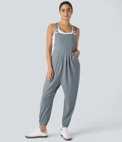 Jumpsuits<HALARA Pockets Waffle Casual Jogger Overalls