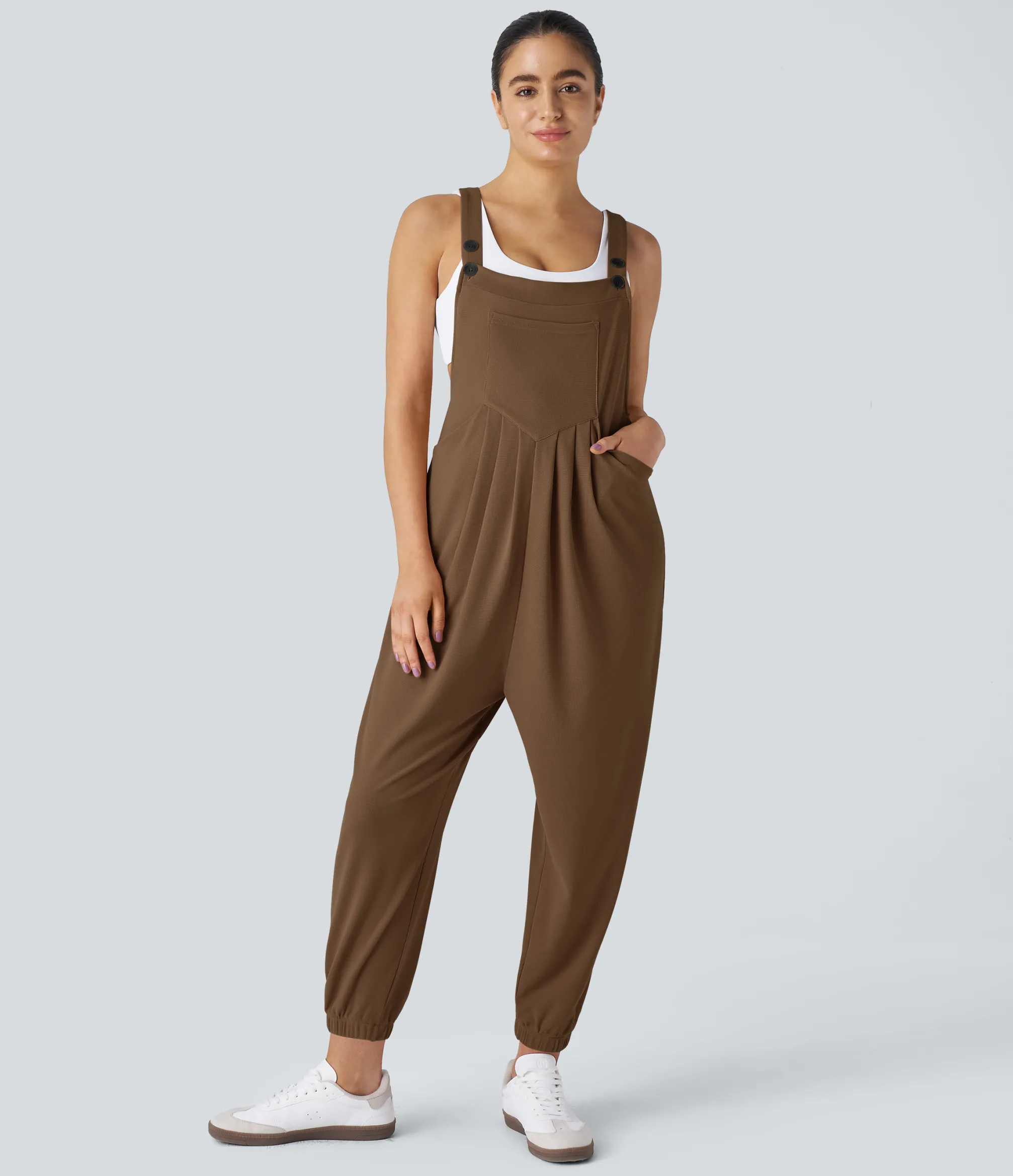 Jumpsuits<HALARA Pockets Waffle Casual Jogger Overalls