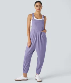 Jumpsuits<HALARA Pockets Waffle Casual Jogger Overalls