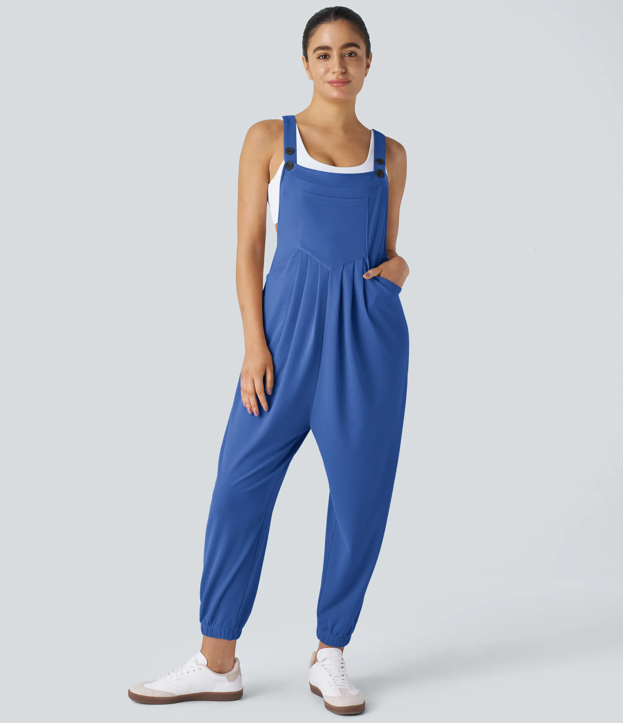 Jumpsuits<HALARA Pockets Waffle Casual Jogger Overalls