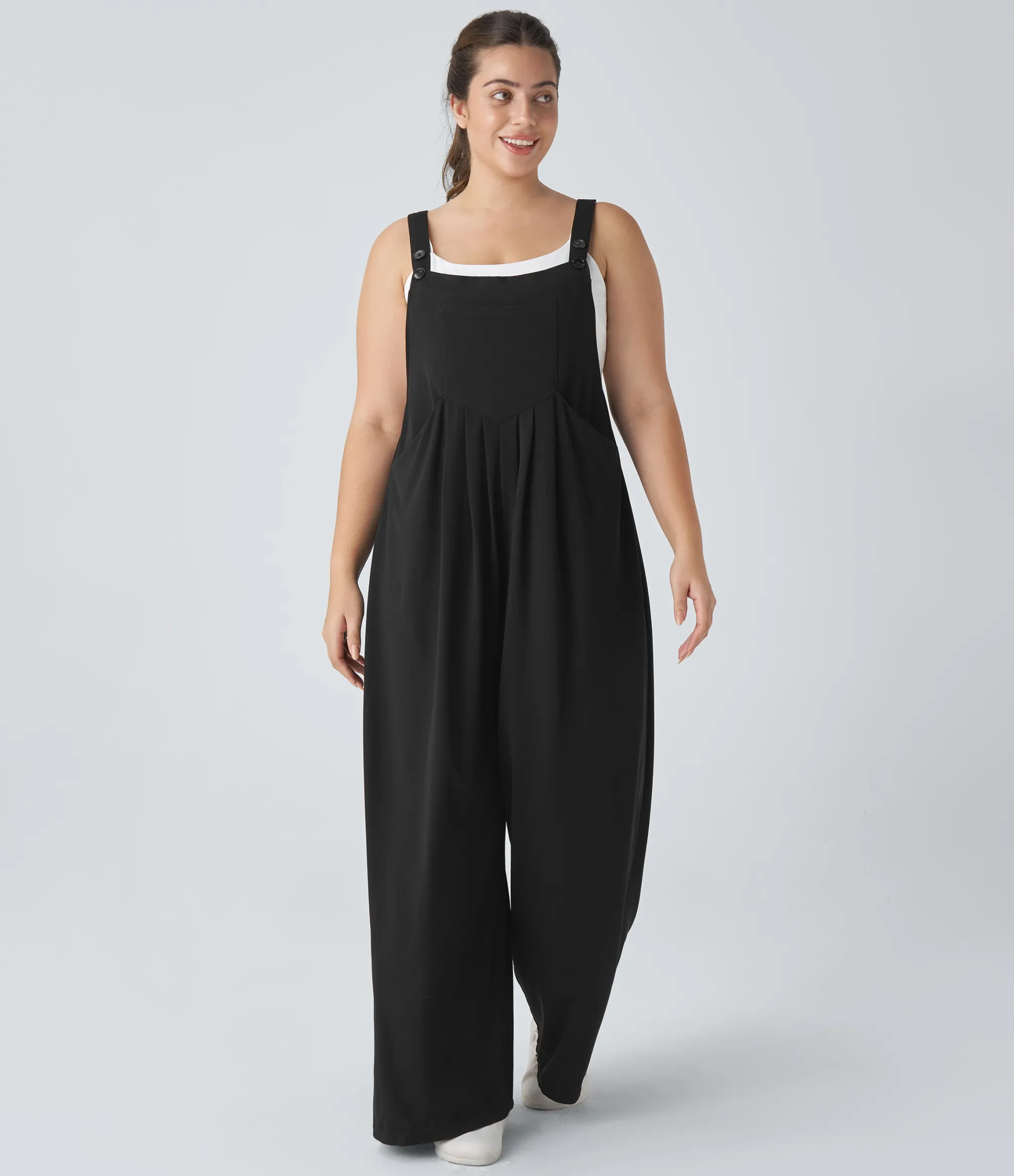 Plus Size<HALARA Pockets Waffle Casual Plus Size Overalls