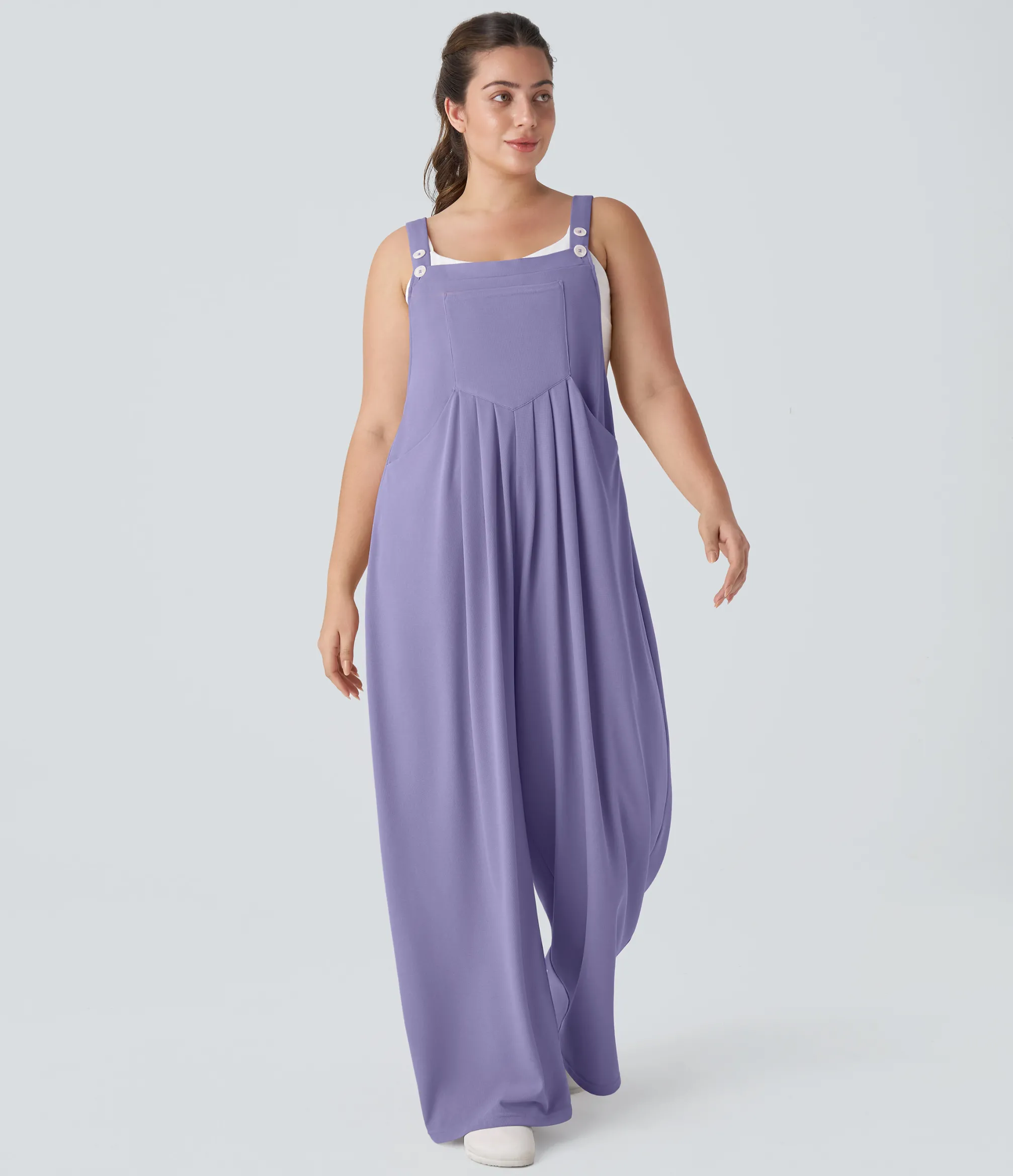 Plus Size<HALARA Pockets Waffle Casual Plus Size Overalls