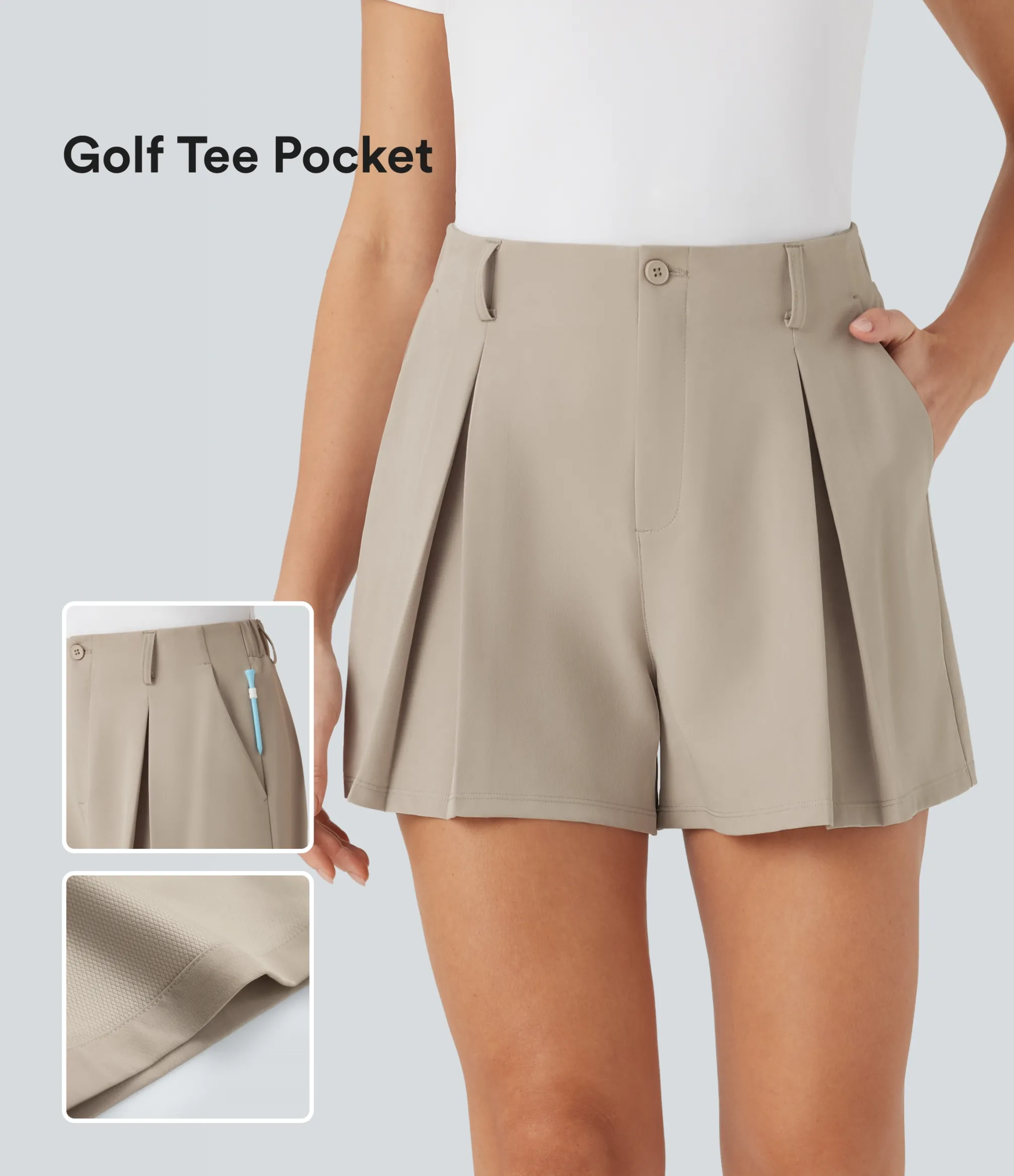 Active Shorts|Shorts<HALARA Quick Dry High Waisted Sied Pocket Golf Shorts-Golf Tee Pocket-UPF 40+