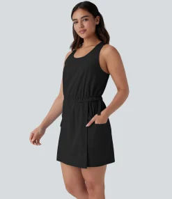 Dresses|Mini Dresses<HALARA Racerback Adjustable Buckle Pocket Mini Hiking Cargo Dress