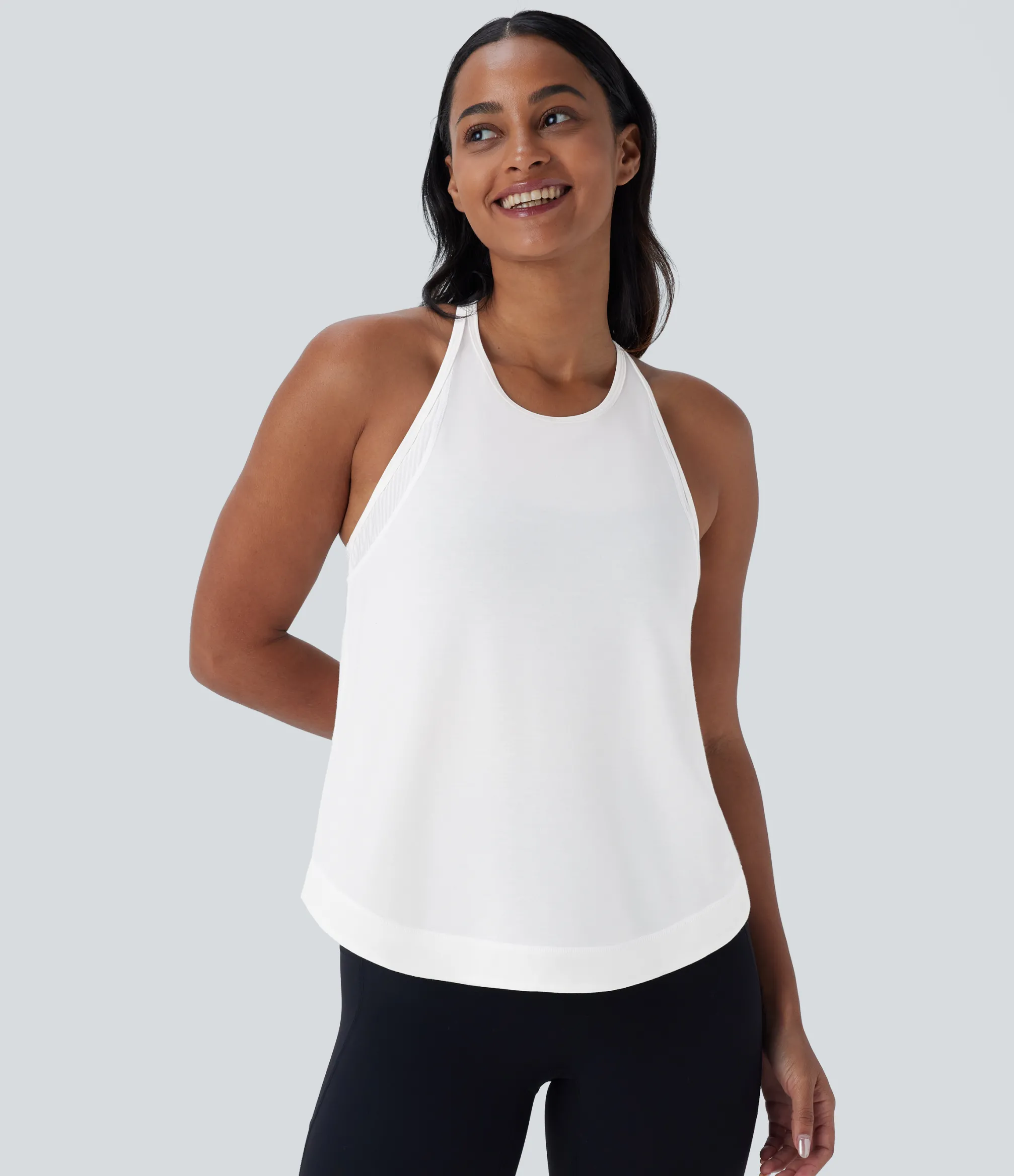 Tank Tops & Camis|Tank Tops<HALARA Racerback Curved Hem Stripe Quick Dry Running Tank Top