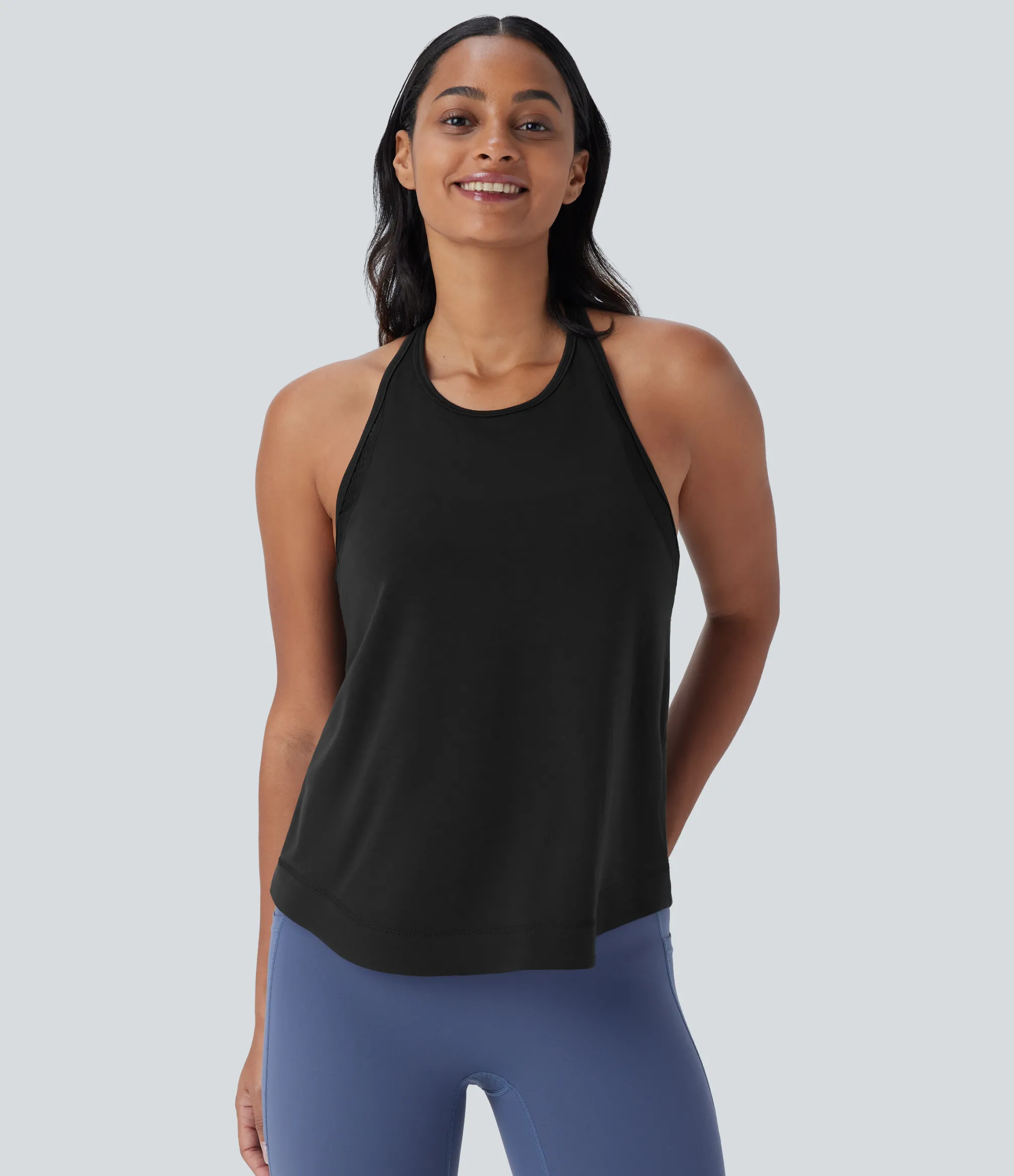 Tank Tops & Camis|Tank Tops<HALARA Racerback Curved Hem Stripe Quick Dry Running Tank Top