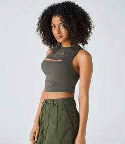 Casual Tops|Tank Tops & Camis<HALARA Racerback Cut Out Ripped Cropped Casual Tank Top