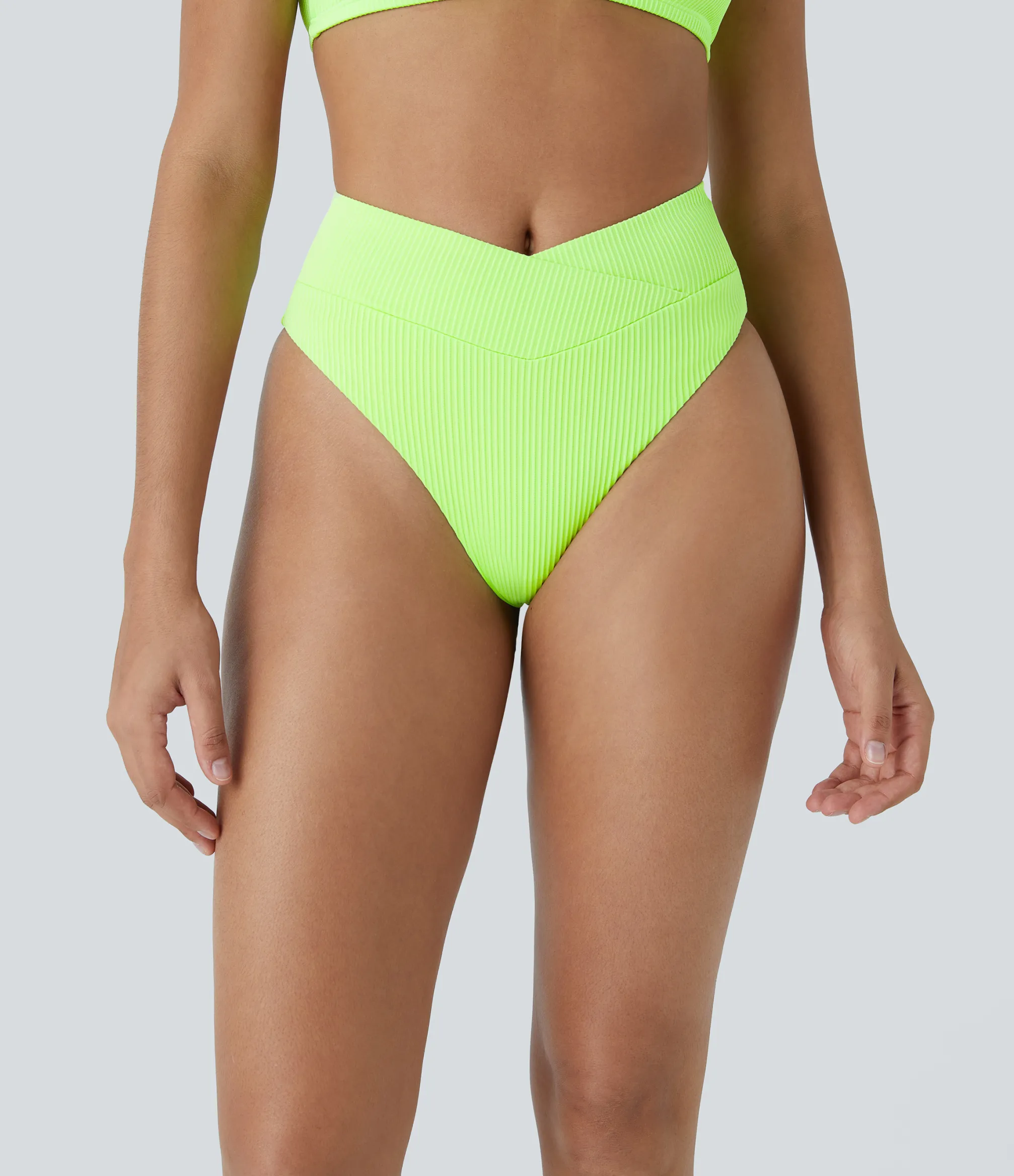 Beachwear<HALARA Ribbed Crossover Bikini Bottom Swimsuit