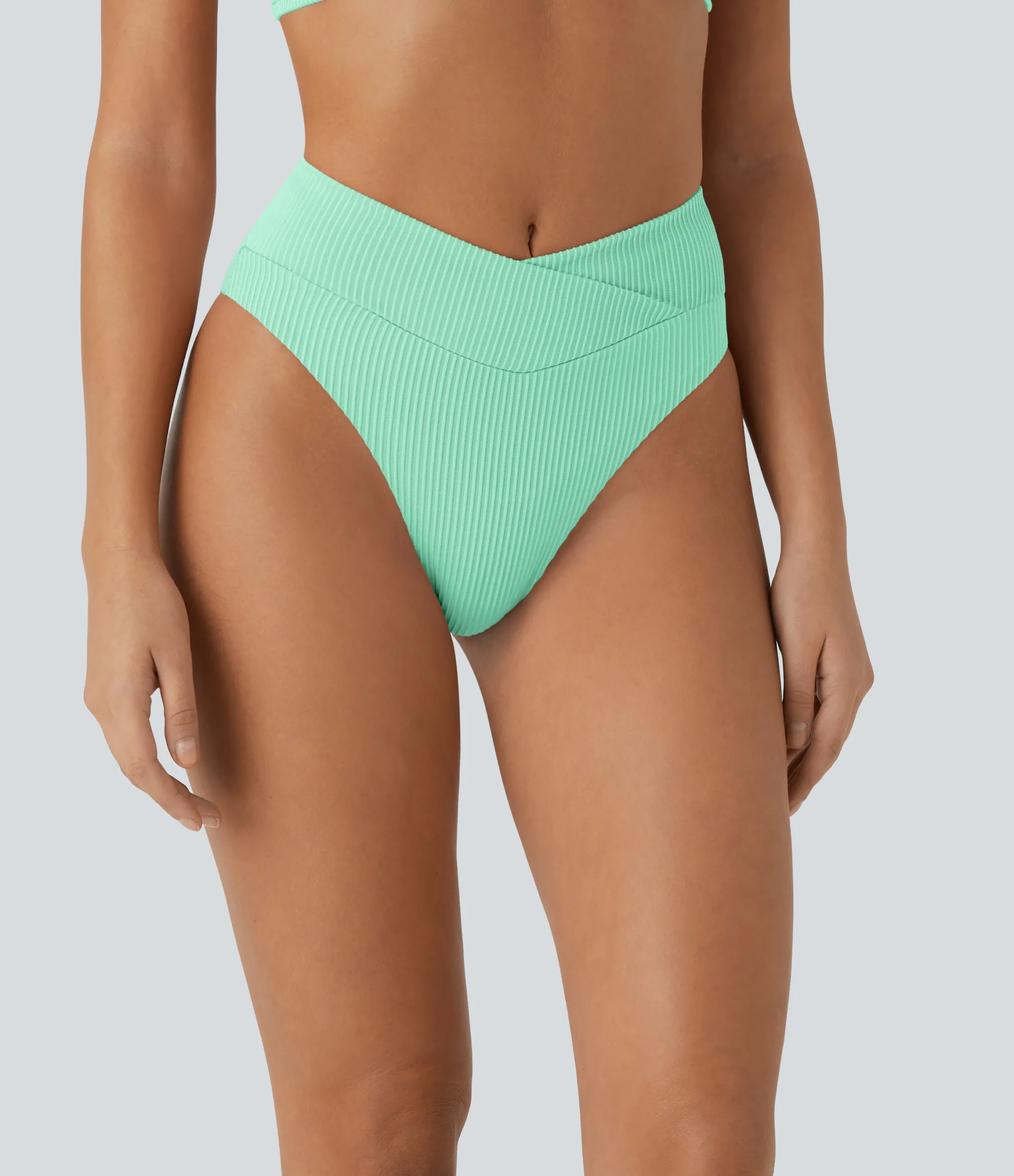 Beachwear<HALARA Ribbed Crossover Bikini Bottom Swimsuit