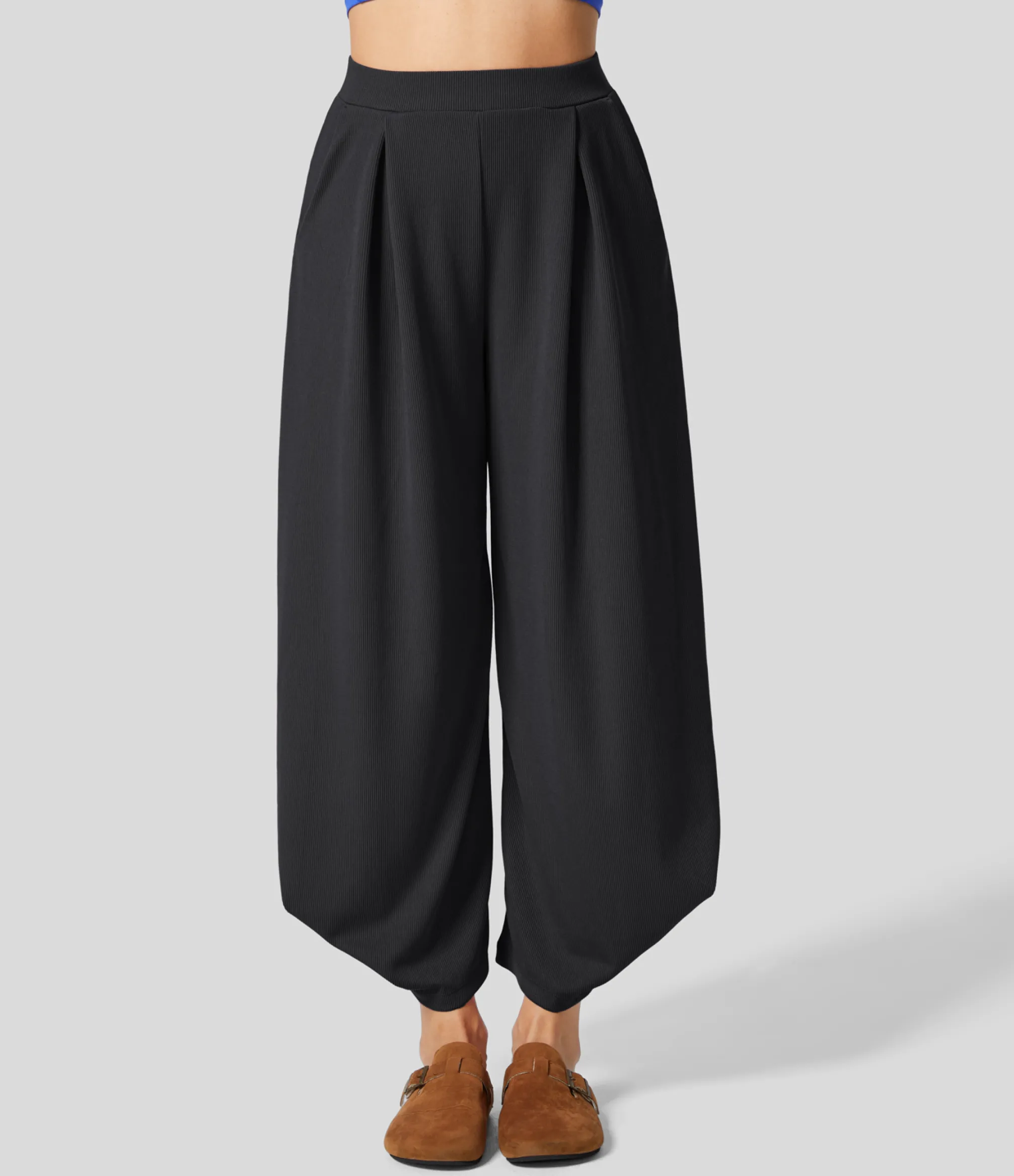 Pants|High-Waisted Pants<HALARA Ribbed High Waisted Pockets Solid Casual Harem Pants