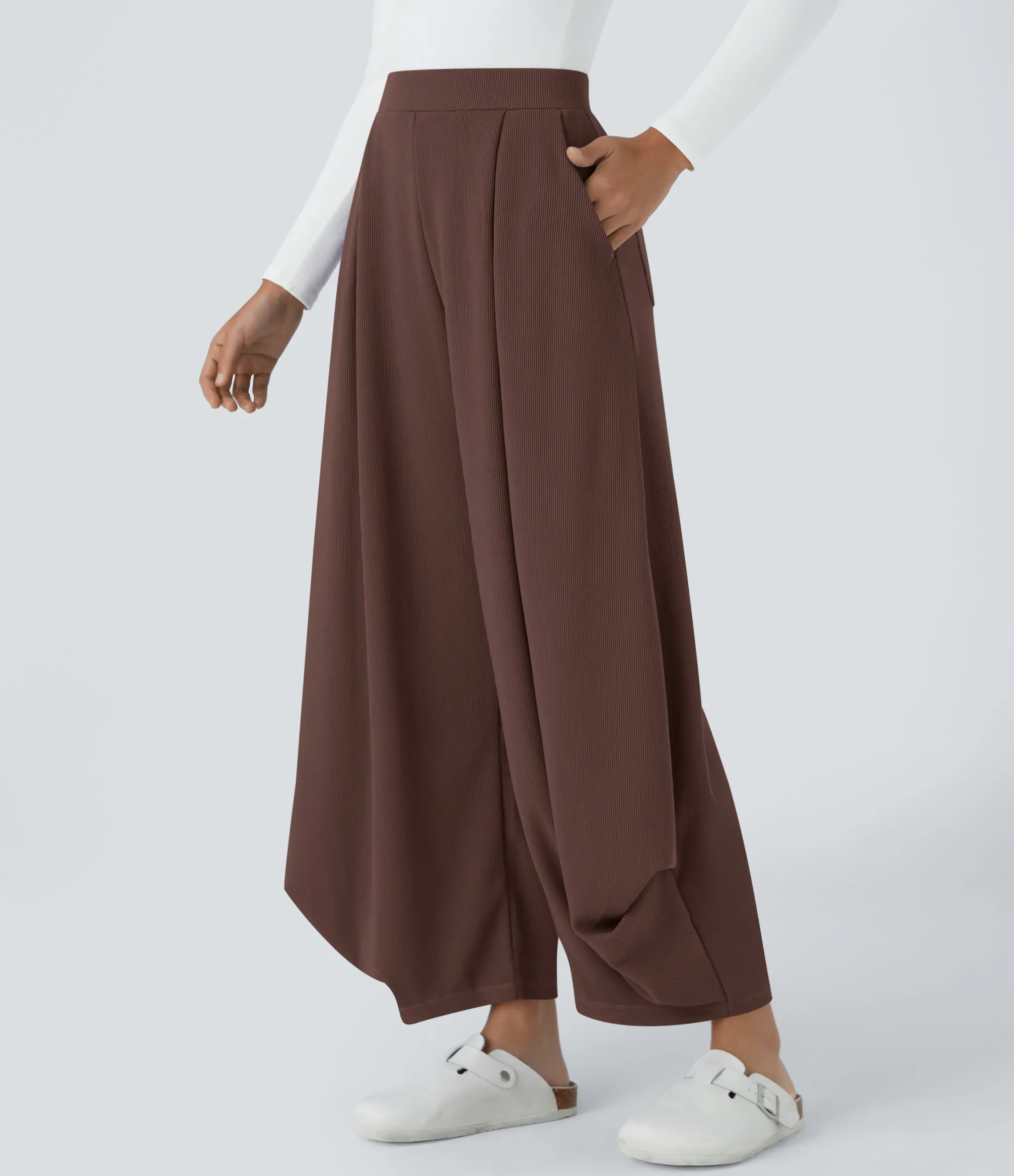 Pants|High-Waisted Pants<HALARA Ribbed High Waisted Pockets Solid Casual Harem Pants