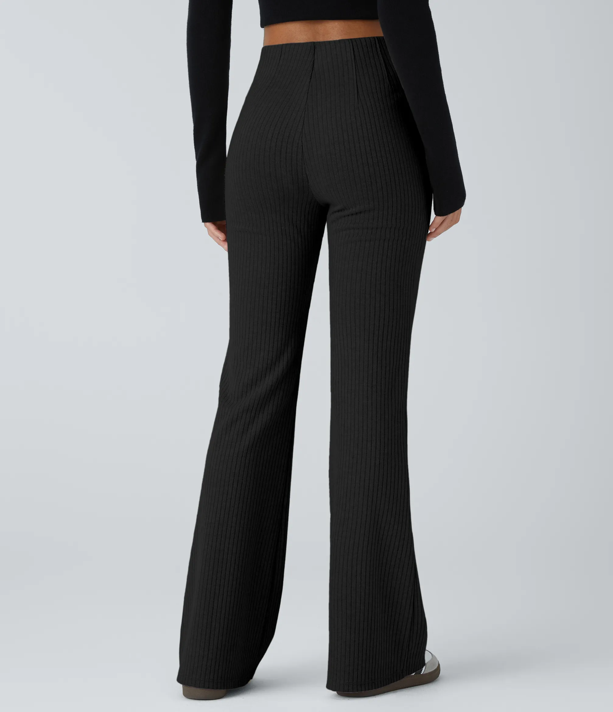Skinny Pants|High-Waisted Pants<HALARA Ribbed Knit High Waisted Side Zipper Pockets Casual Flare Pants