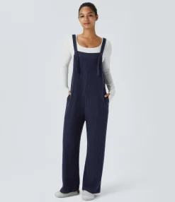 Jumpsuits<HALARA Ribbed Knit Pocket Casual Overalls