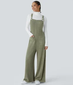 Jumpsuits<HALARA Ribbed Knit Pockets Casual Overalls