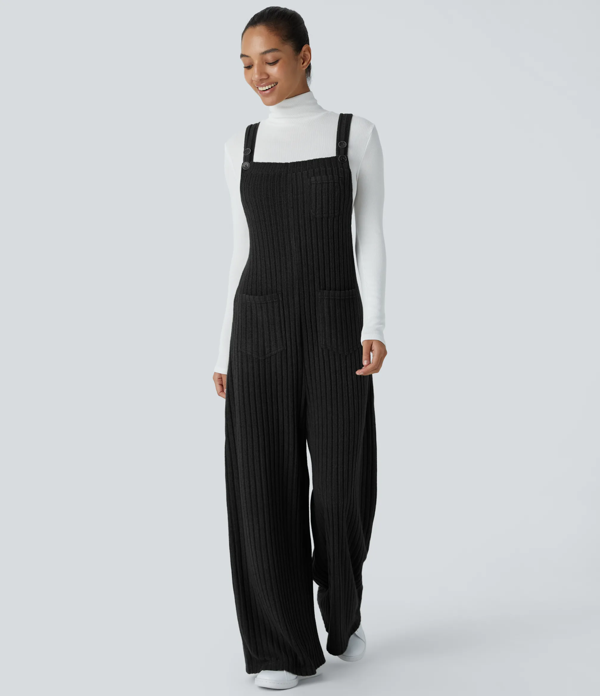 Jumpsuits<HALARA Ribbed Knit Pockets Casual Overalls