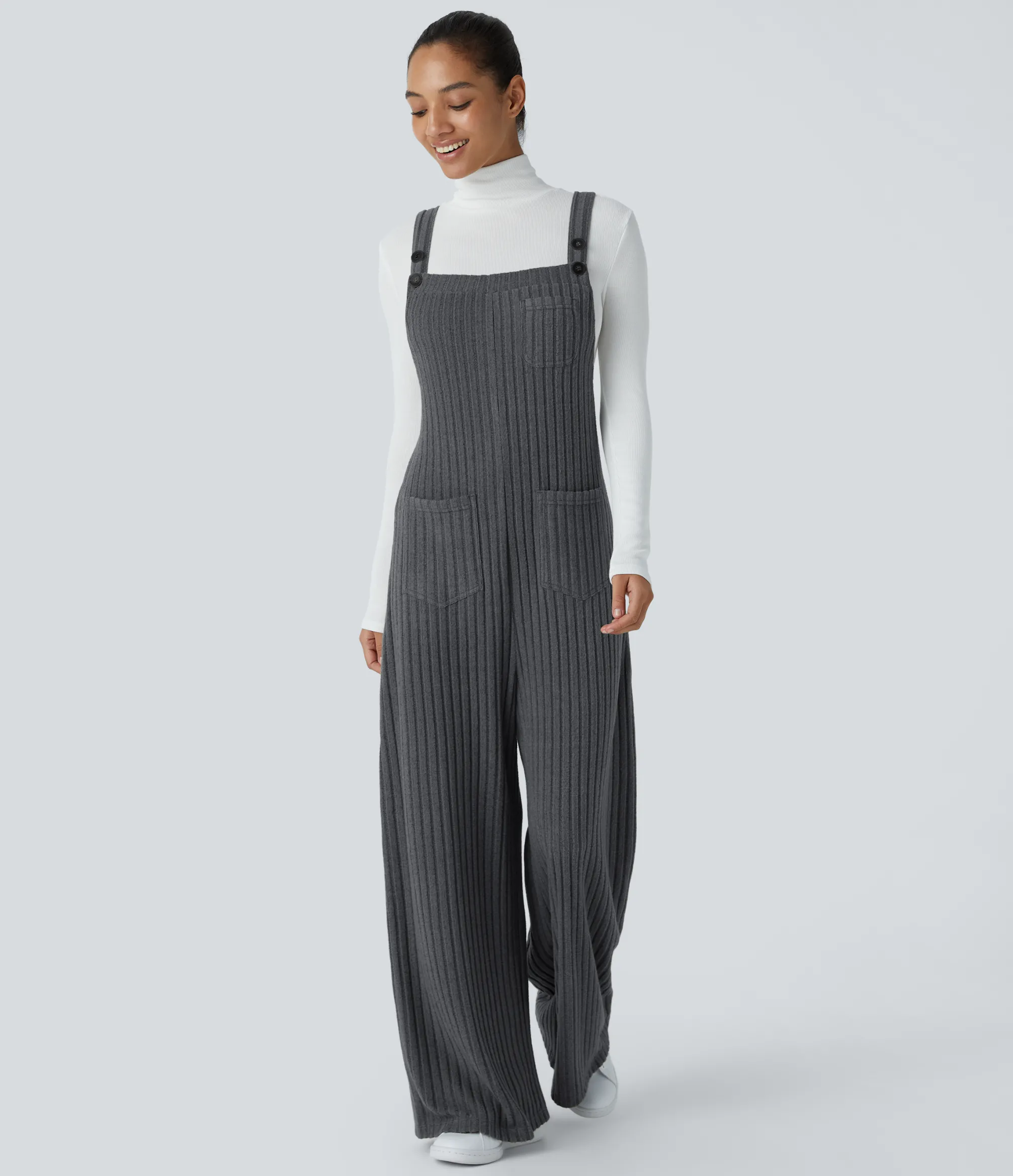 Jumpsuits<HALARA Ribbed Knit Pockets Casual Overalls
