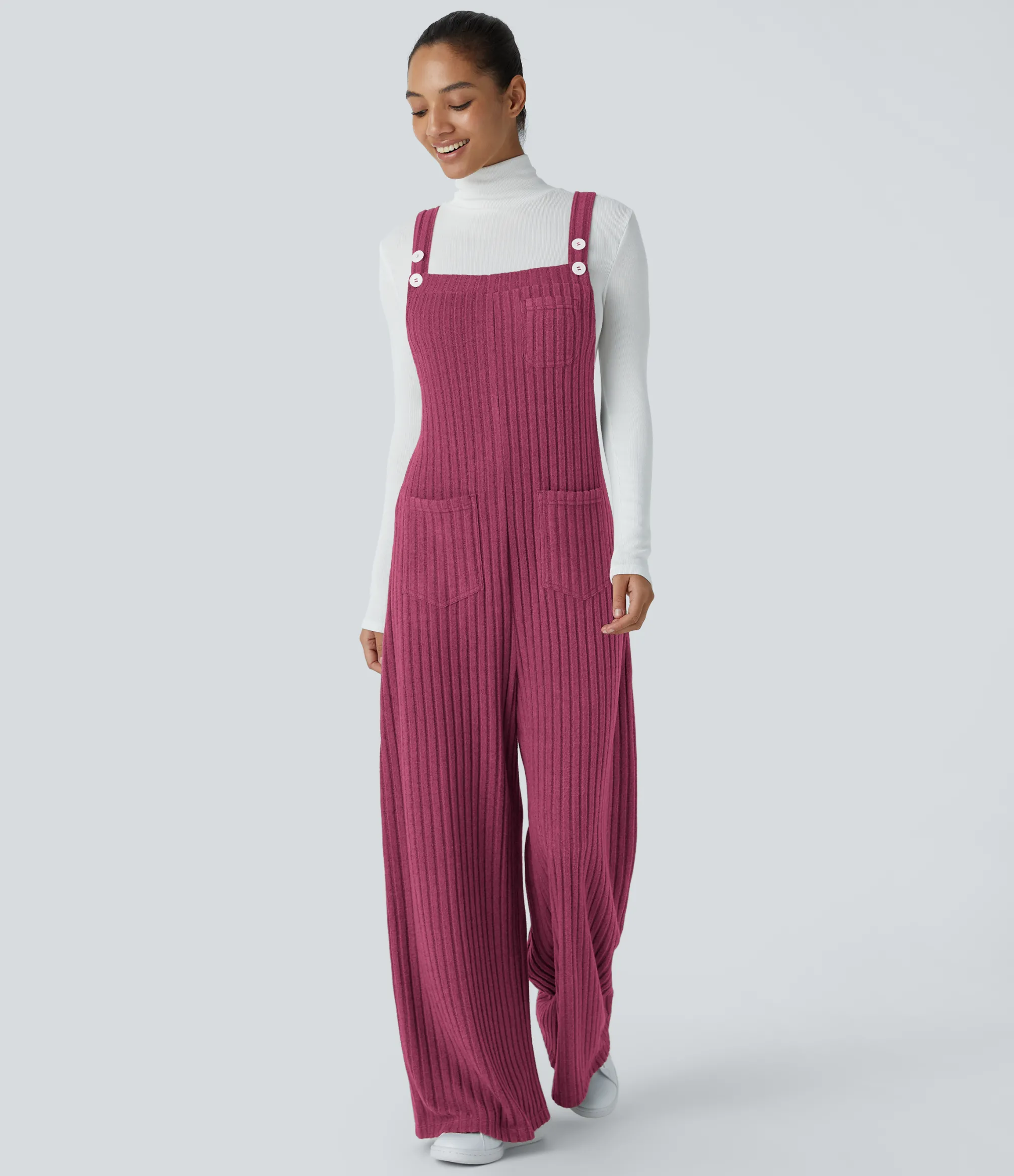 Jumpsuits<HALARA Ribbed Knit Pockets Casual Overalls