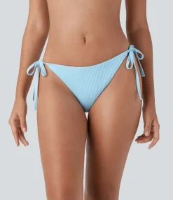 Beachwear<HALARA Ribbed Low Rise Tie Side Bikini Bottom Swimsuit
