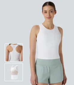 Yoga Tops|Tank Tops & Camis<HALARA Ribbed Racerback Yoga Tank Top