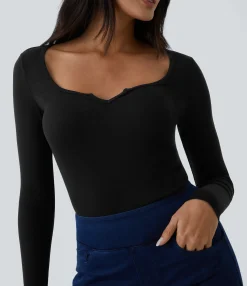 Casual Tops<HALARA Ribbed Scoop Neck Long Sleeve Slim Casual Top