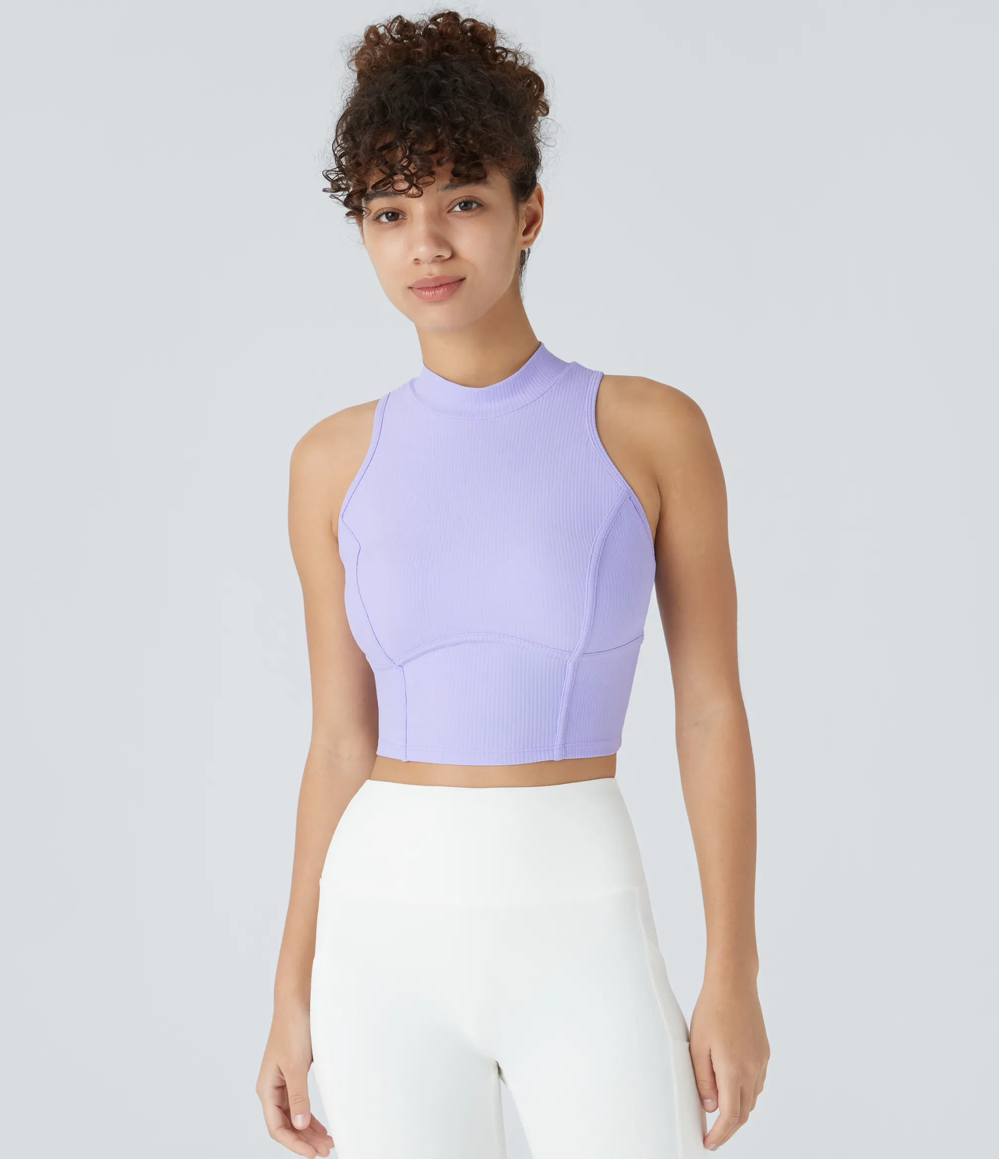 Tank Tops & Camis|Tank Tops<HALARA Ribbed Stand Collar Racerback Cropped Skinny Workout Tank Top