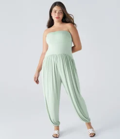 Plus Size<HALARA Ribbed Tube Pocket Casual Plus Size Jumpsuit