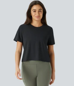 Sports Tops|Sports Tops<HALARA Round Neck Breathable Mesh Yoga Sports Top