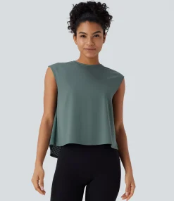 Tank Tops & Camis|Tank Tops<HALARA Round Neck Contrast Mesh Running Tank Top