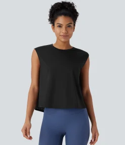 Tank Tops & Camis|Tank Tops<HALARA Round Neck Contrast Mesh Running Tank Top
