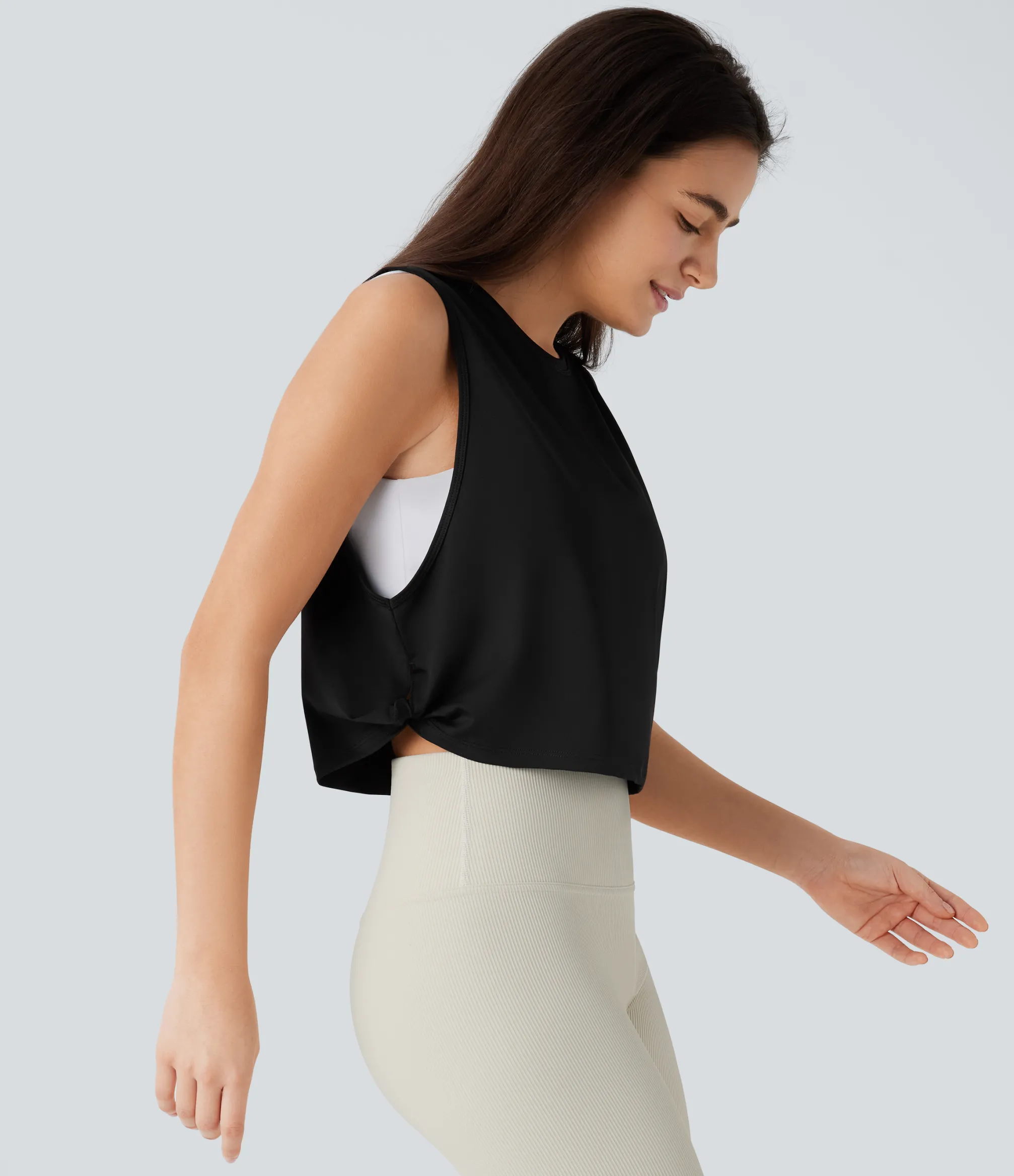 Tank Tops & Camis|Tank Tops<HALARA Round Neck Curved Hem Cropped Pickleball Tank Top