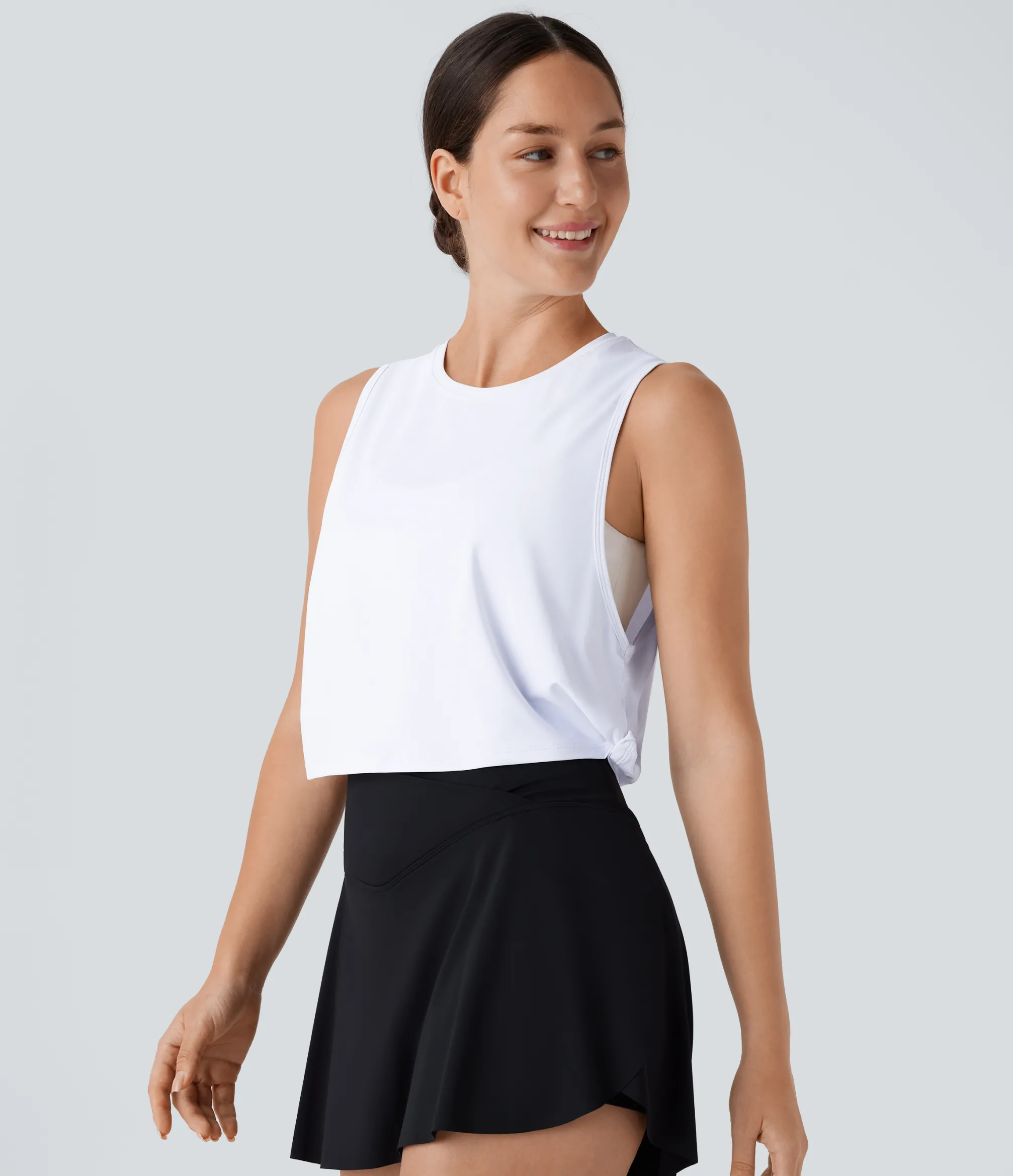 Tank Tops & Camis|Tank Tops<HALARA Round Neck Curved Hem Cropped Pickleball Tank Top