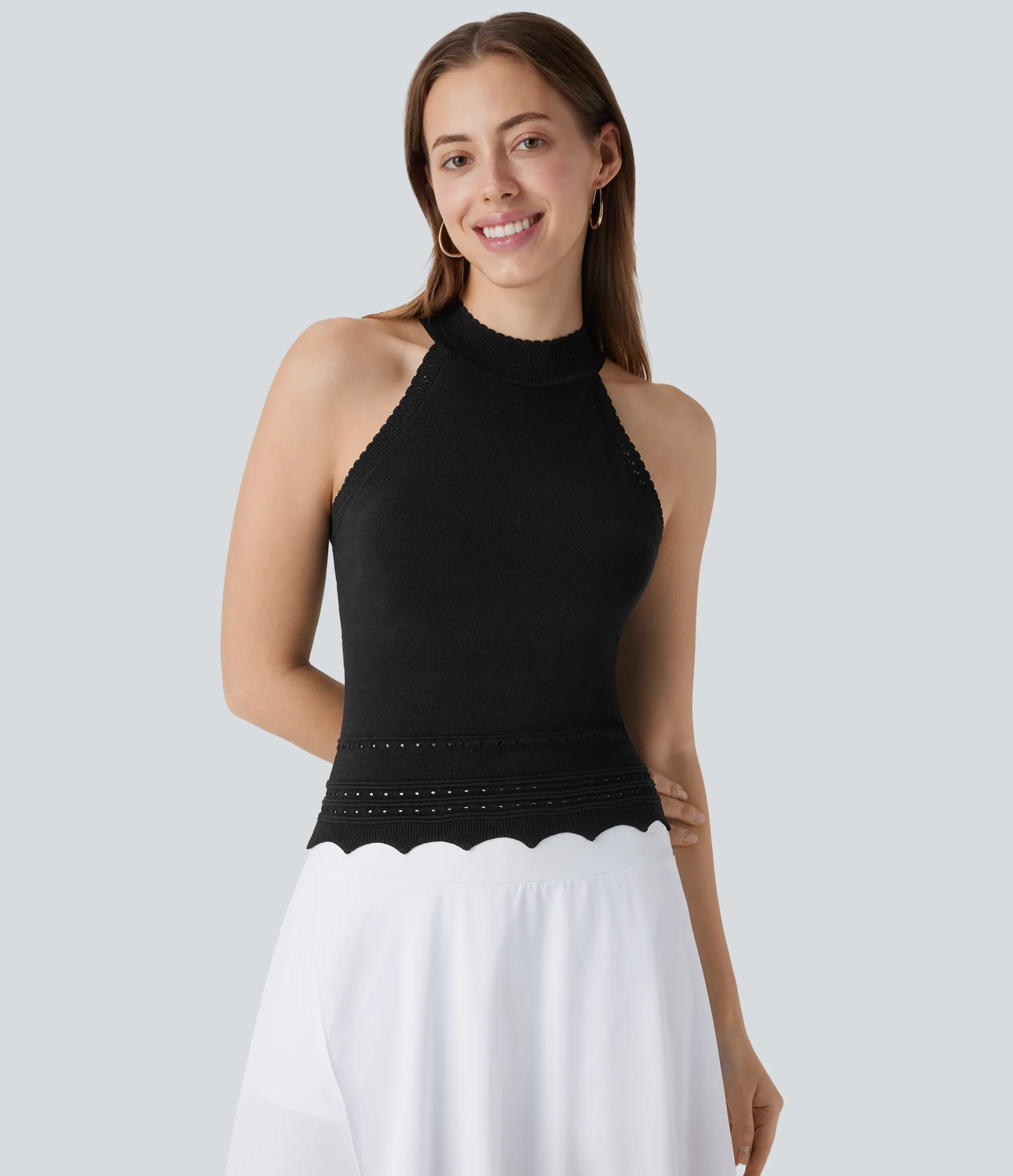 Sweaters<HALARA Round Neck Cut Out Sweater Tank