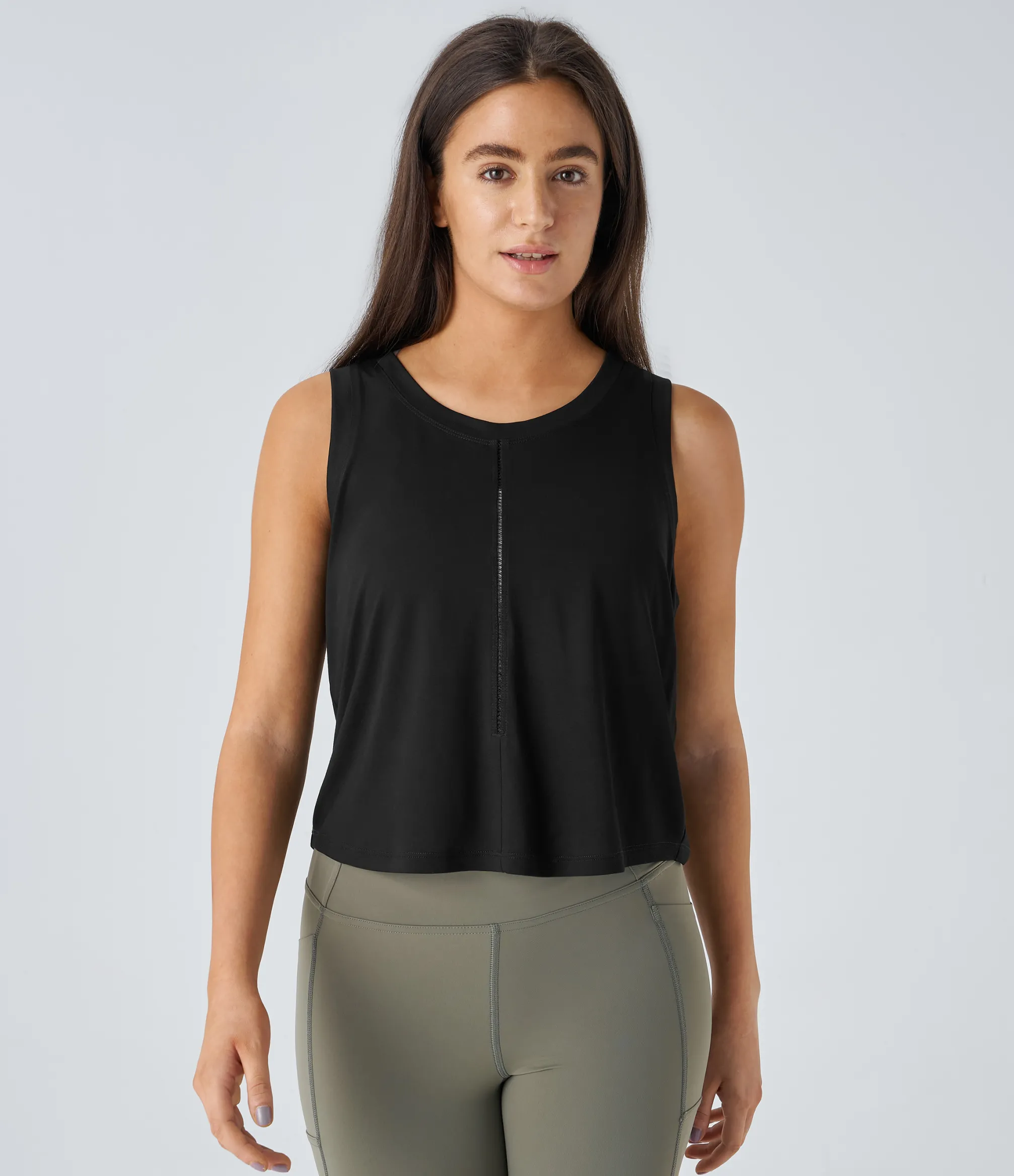 Tank Tops & Camis|Yoga Tops<HALARA Round Neck Cut Out Yoga Tank Top
