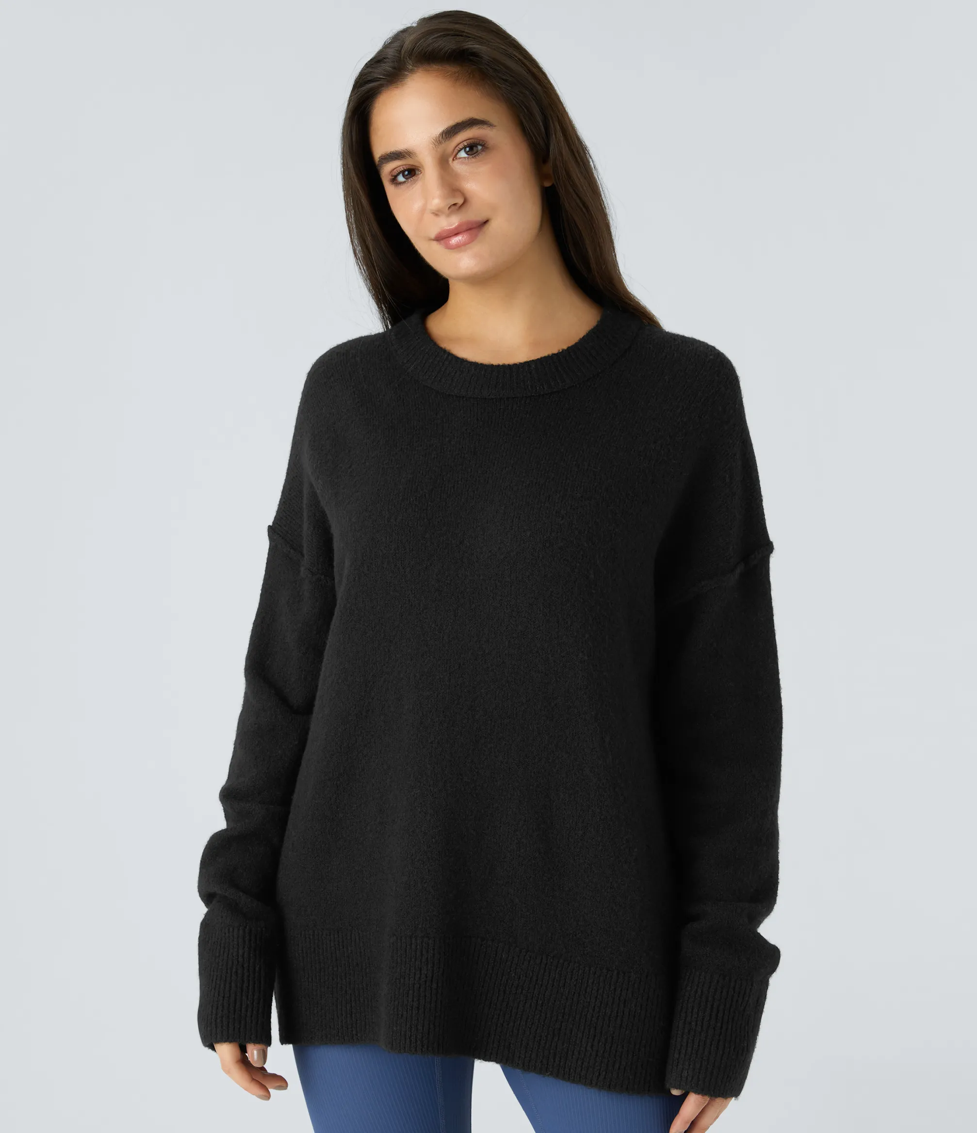 Sweaters<HALARA Round Neck Dropped Shoulder Striped Pattern Relax Casual Sweater