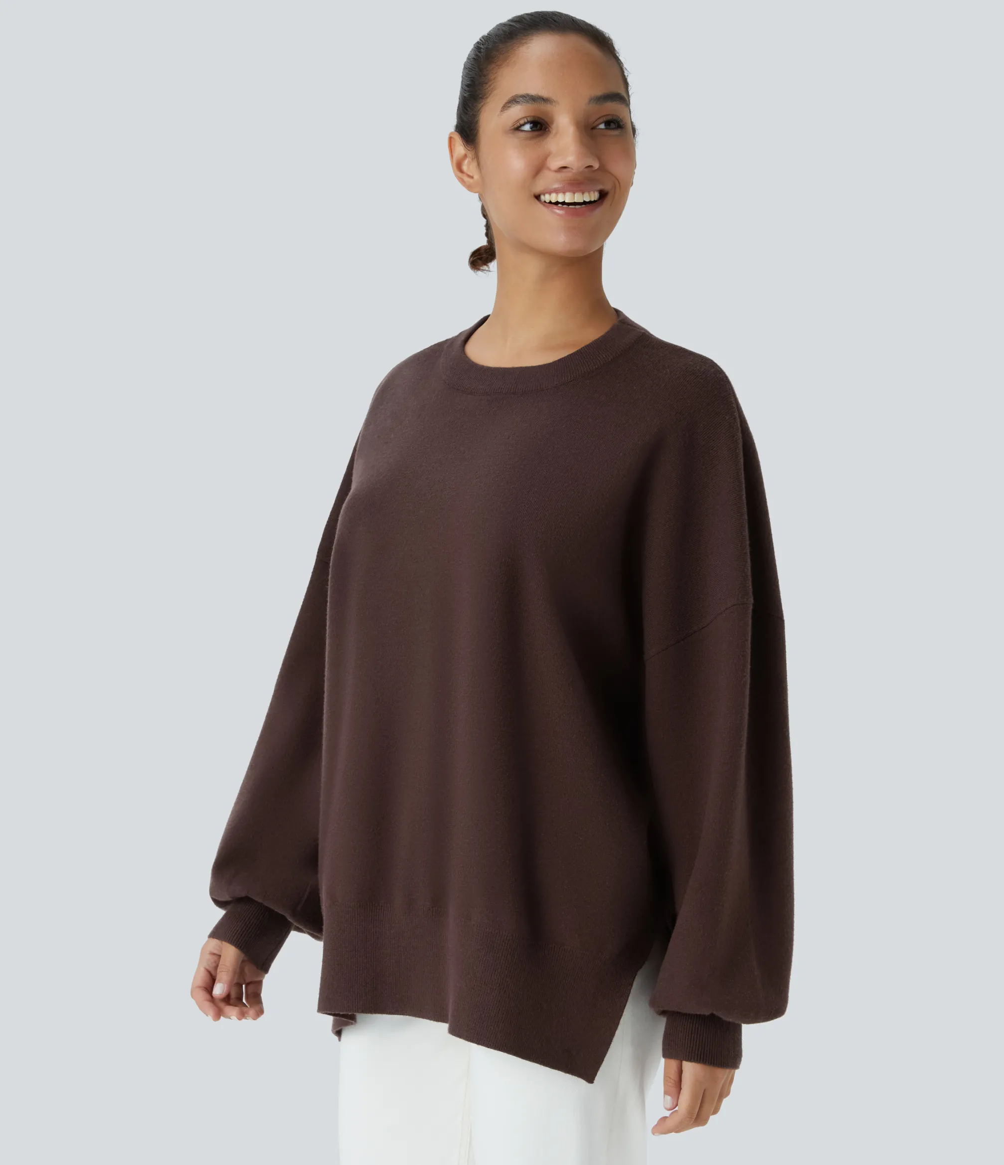 Sweaters<HALARA Round Neck Dropped Shoulder Long Sleeve Casual Sweater