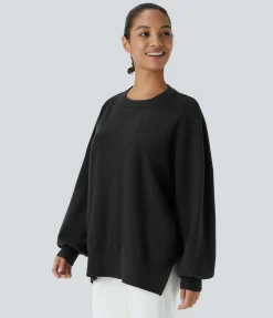 Sweaters<HALARA Round Neck Dropped Shoulder Long Sleeve Casual Sweater