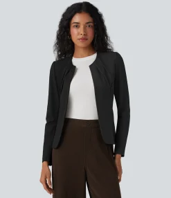 Jackets & Outerwear<HALARA Round Neck Hook and Eye Work Blazer