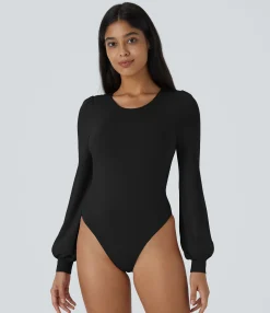 Bodysuits<HALARA Round Neck Long Sleeve Casual Bodysuit