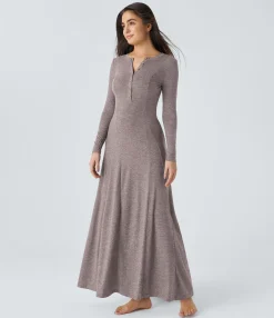 Maxi & Midi Dresses|Dresses<HALARA Round Neck Long Sleeve Flare Maxi Casual Dress