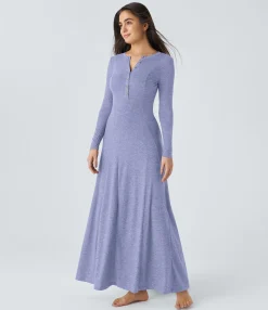 Maxi & Midi Dresses|Dresses<HALARA Round Neck Long Sleeve Flare Maxi Casual Dress