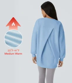Sweatshirts & Hoodies<HALARA Round Neck Long Sleeve Pocket Oversize Fleece Casual Sweatshirt