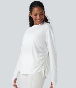 Sports Tops|Sports Tops<HALARA Round Neck Long Sleeve Thumb Hole Drawstring Quick Dry Yoga Sports Top