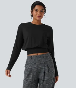T-Shirts|T-Shirts<HALARA Round Neck Long Sleeve Work T-Shirt