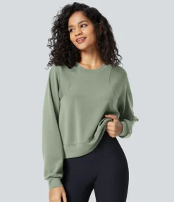 Sweatshirts & Hoodies<HALARA Round Neck Raglan Sleeve Solid Casual Sweatshirt