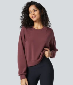 Sweatshirts & Hoodies<HALARA Round Neck Raglan Sleeve Solid Casual Sweatshirt
